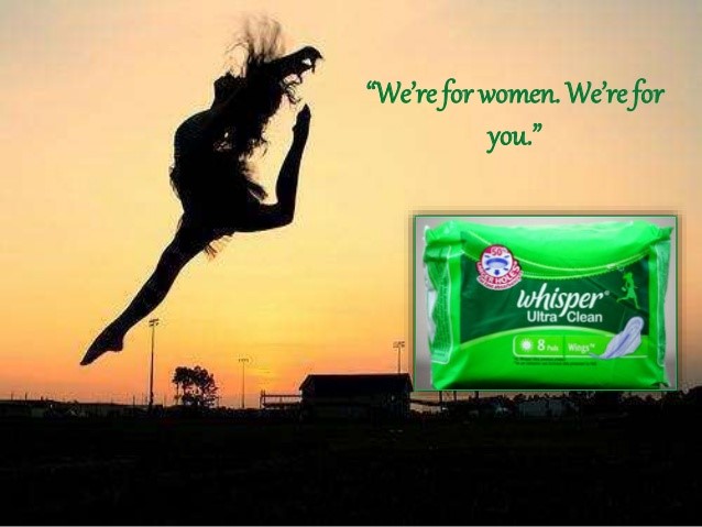 Woman jumping in air, sanitary pad