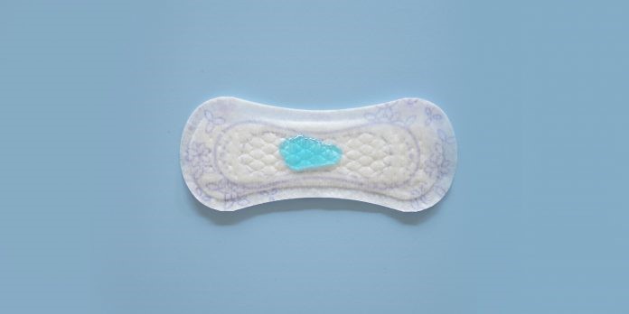Menstrual pad, blue blood