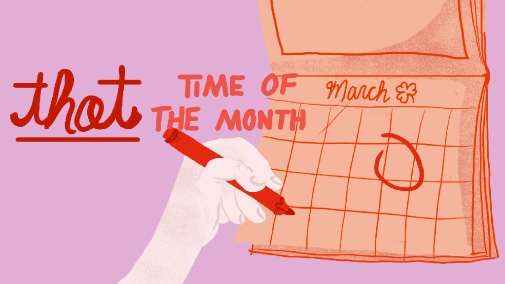 calendar, period, that time of the month, marker, march