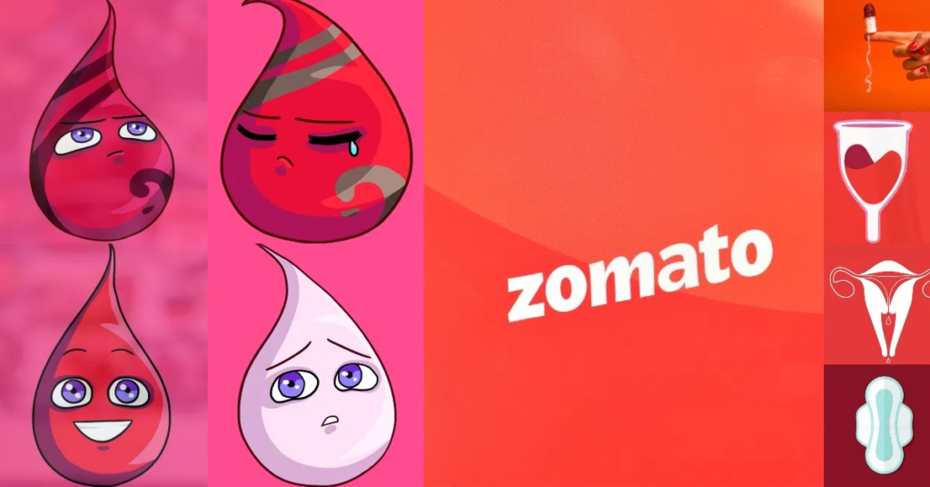 blood, drop, zomato, period leave