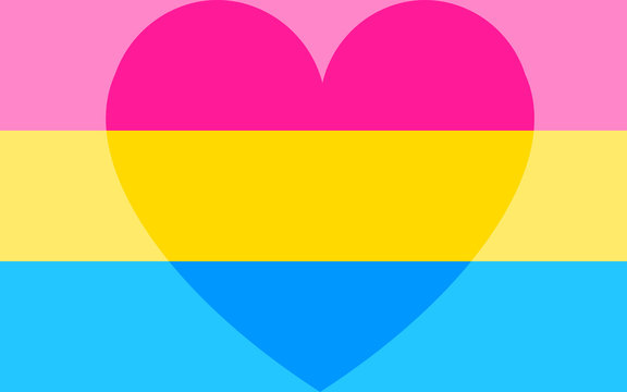 pansexual, flag, heart, magenta, yellow, cyan